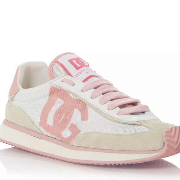 Dolce & Gabbana DG Cushion Low Top Sneakers in Bianco/Rosa - Picture 2 of 7